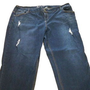 WOMEN'S Lane Byrant Distressed Denim blue jeans size 28